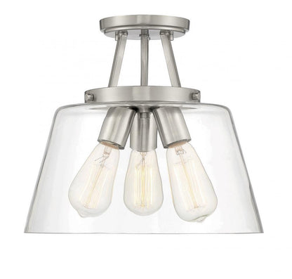 Savoy House Calhoun 3-Light Semi-Flush Mount Warm Brass