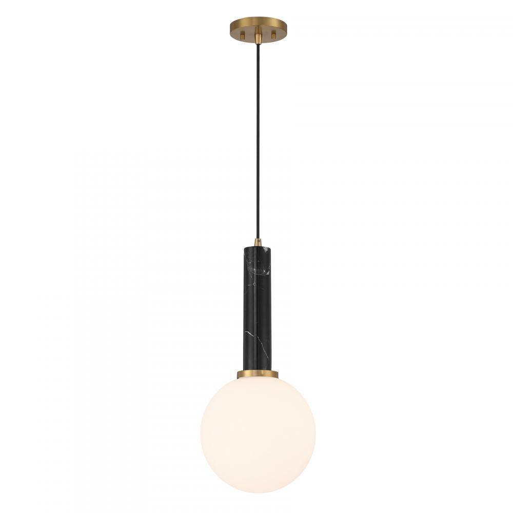 Savoy House Callaway 1-Light Pendant in Black Marble with Warm Brass, Savoy House 7-2902-1-263 ALXL9