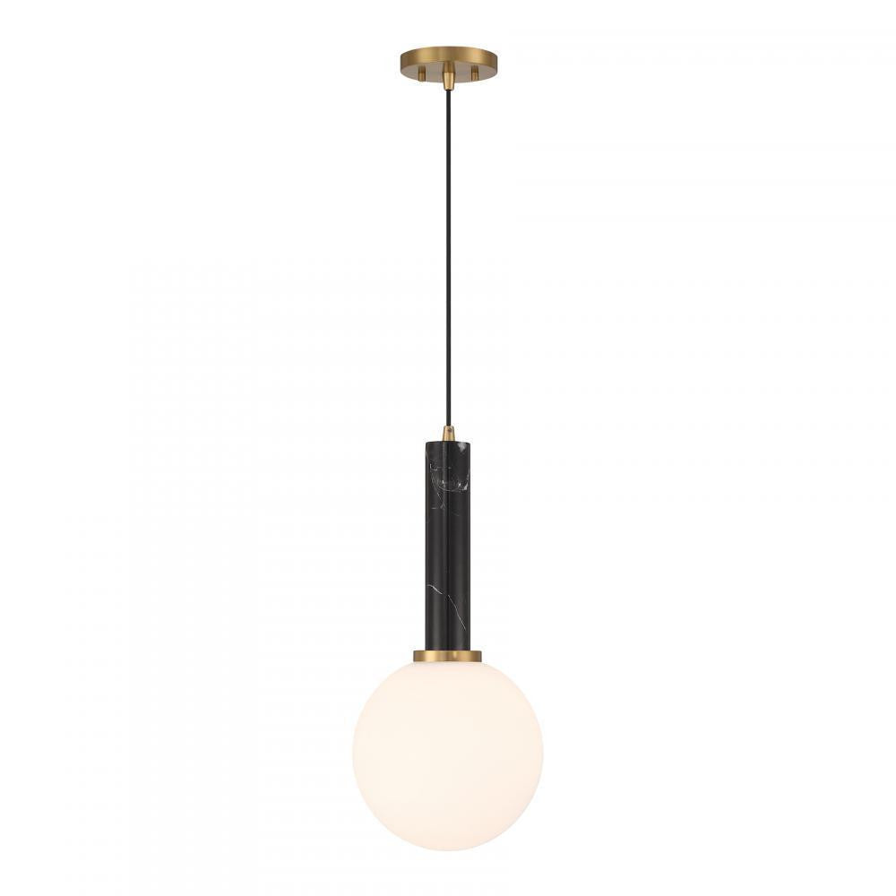 Savoy House Callaway 1-Light Pendant Black Marble with Warm Brass