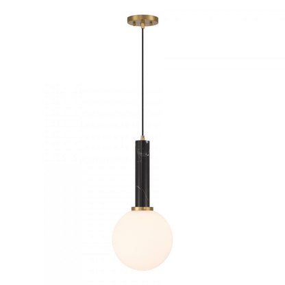 Savoy House Callaway 1-Light Pendant Black Marble with Warm Brass