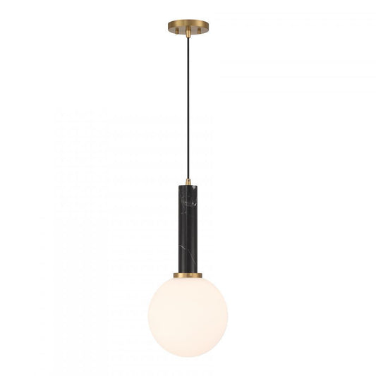 Savoy House Callaway 1-Light Pendant Black Marble with Warm Brass