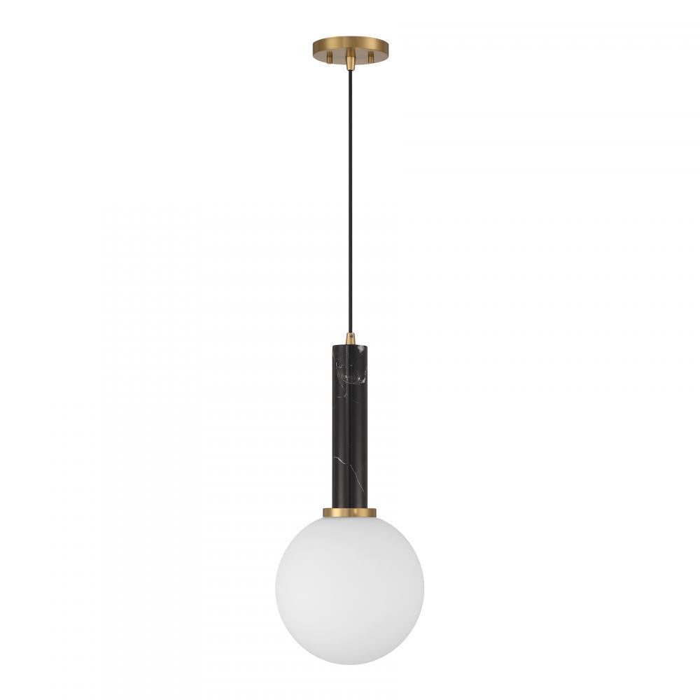Savoy House Callaway 1-Light Pendant in Black Marble with Warm Brass, Savoy House 7-2902-1-263 ALXL9