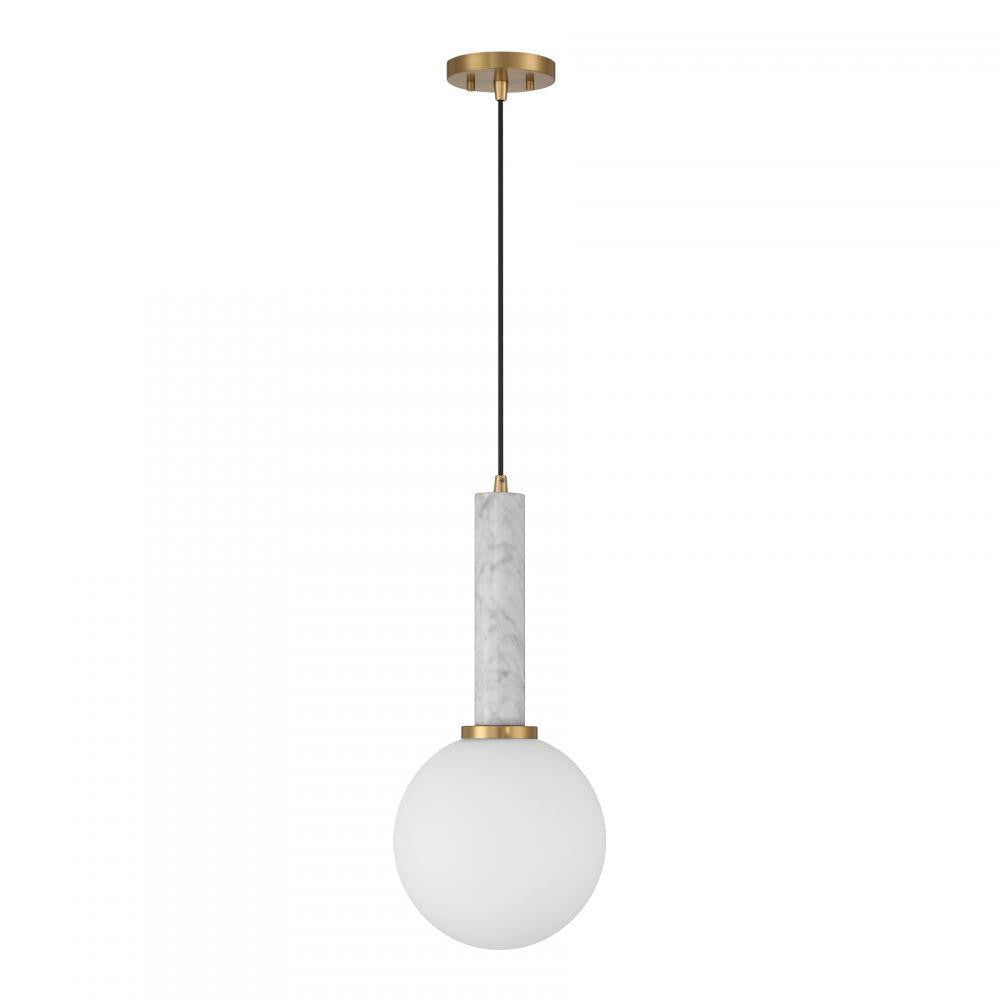 Savoy House Callaway 1-Light Pendant in White Marble with Warm Brass, Savoy House 7-2902-1-264 ALXLA