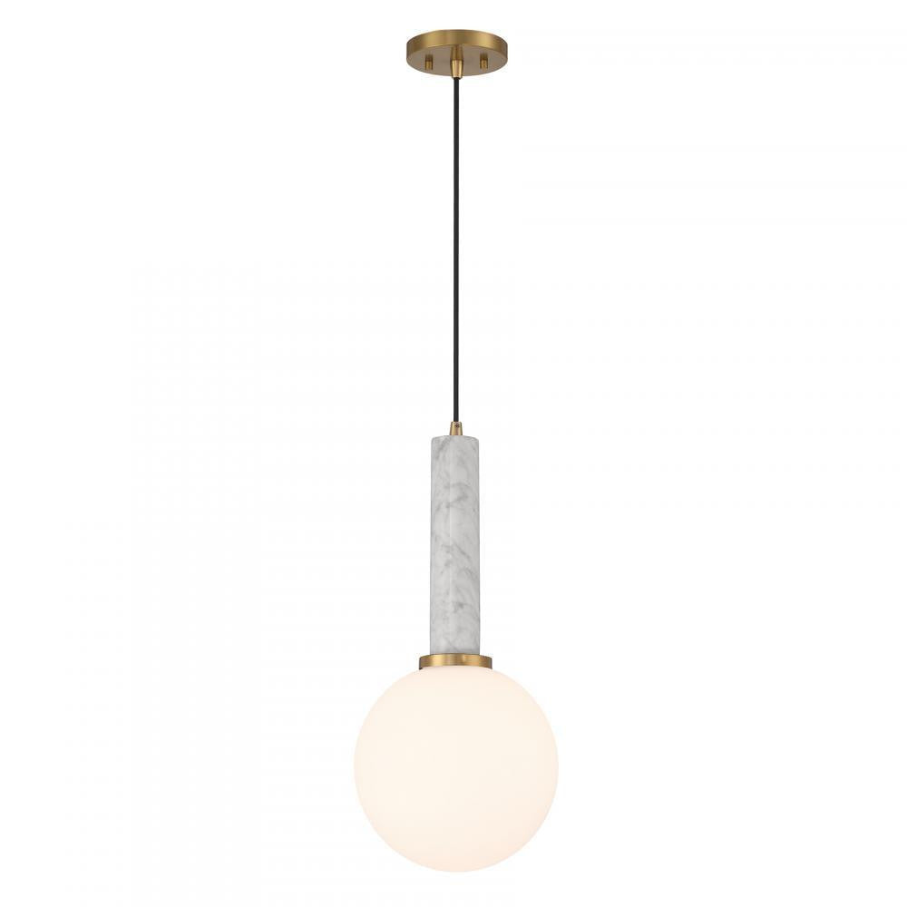 Savoy House Callaway 1-Light Pendant in White Marble with Warm Brass, Savoy House 7-2902-1-264 ALXLA