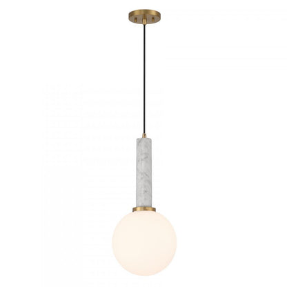 Savoy House Callaway 1-Light Pendant in White Marble with Warm Brass, Savoy House 7-2902-1-264 ALXLA