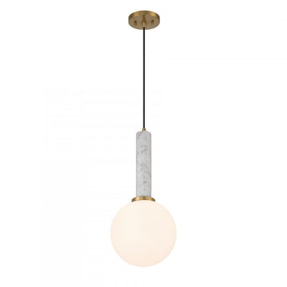 Savoy House Callaway 1-Light Pendant in White Marble with Warm Brass, Savoy House 7-2902-1-264 ALXLA
