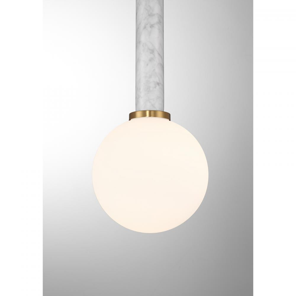 Savoy House Callaway 1-Light Pendant in White Marble with Warm Brass, Savoy House 7-2902-1-264 ALXLA