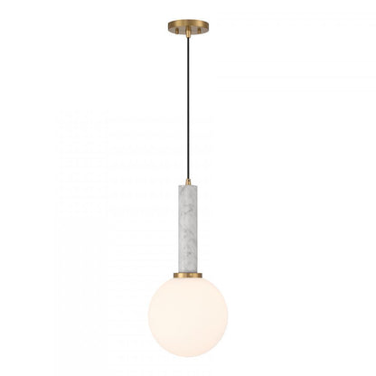 Savoy House Callaway 1-Light Pendant in White Marble with Warm Brass, Savoy House 7-2902-1-264 ALXLA