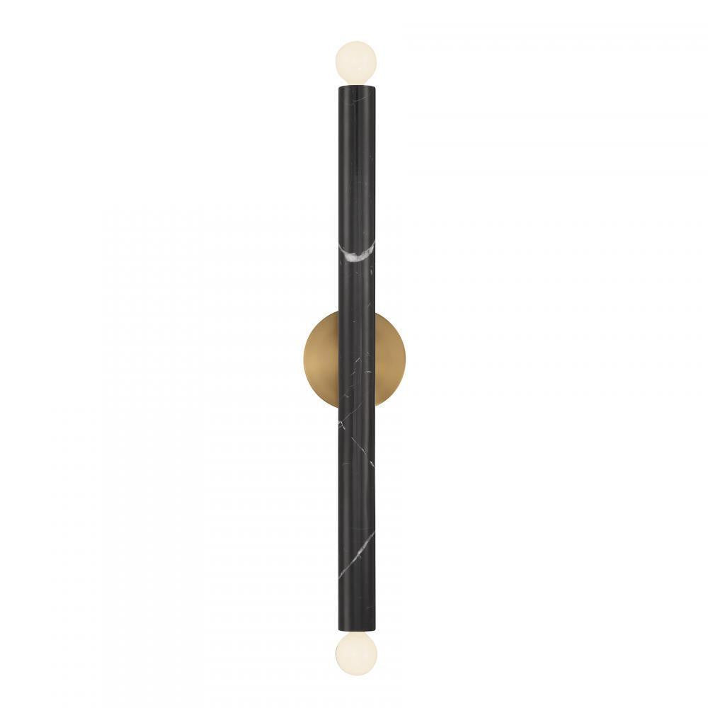 Savoy House Callaway 2-Light Wall Sconce in Black Marble with Warm Brass, Savoy House 9-2901-2-263 ALYJR