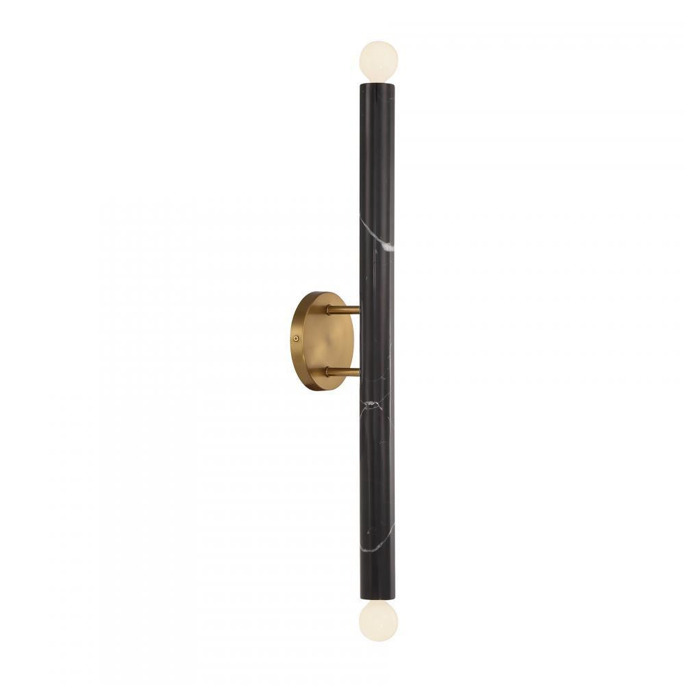 Savoy House Callaway 2-Light Wall Sconce Black Marble with Warm Brass