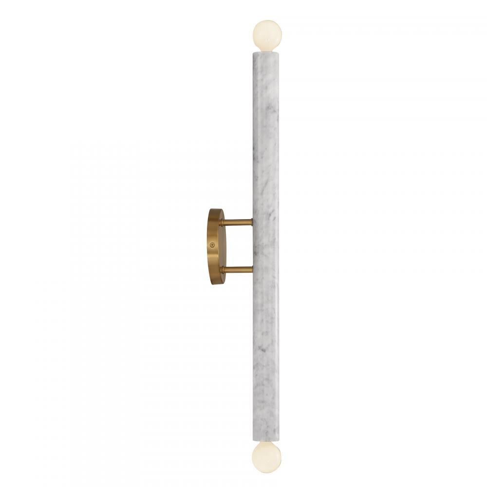Savoy House Callaway 2-Light Wall Sconce in White Marble with Warm Brass, Savoy House 9-2901-2-264 ALYJT