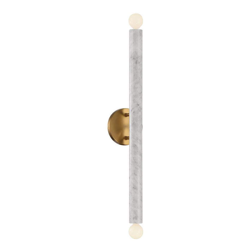 Savoy House Callaway 2-Light Wall Sconce in White Marble with Warm Brass, Savoy House 9-2901-2-264 ALYJT