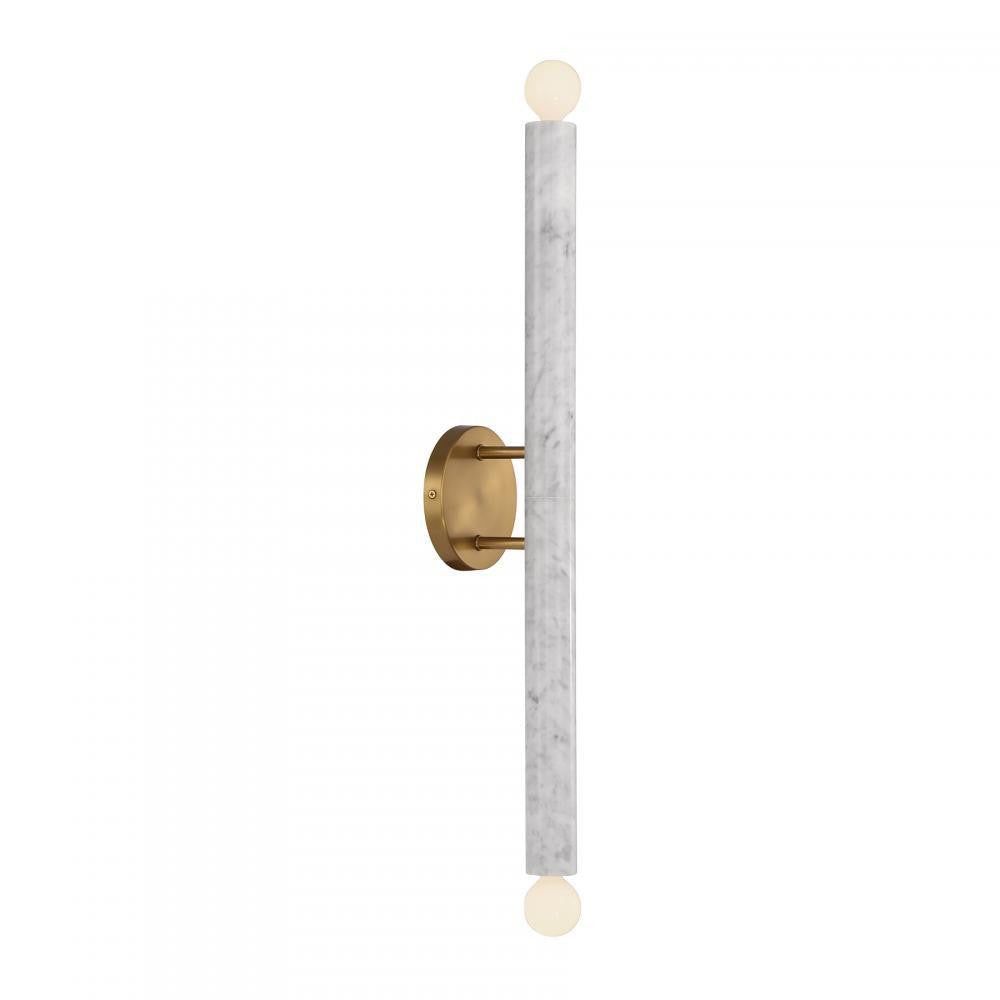 Savoy House Callaway 2-Light Wall Sconce in White Marble with Warm Brass, Savoy House 9-2901-2-264 ALYJT