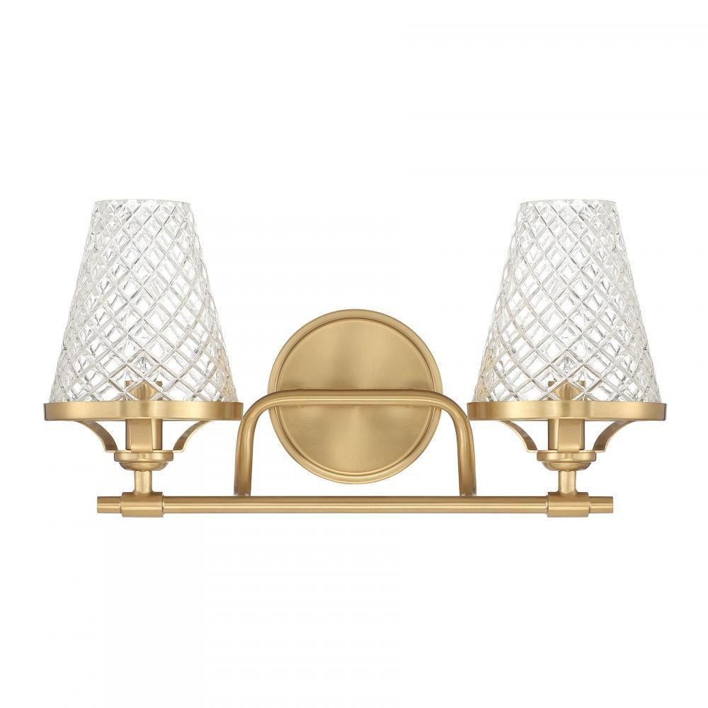 Savoy House Candler 2-Light Bathroom Vanity Light Warm Brass