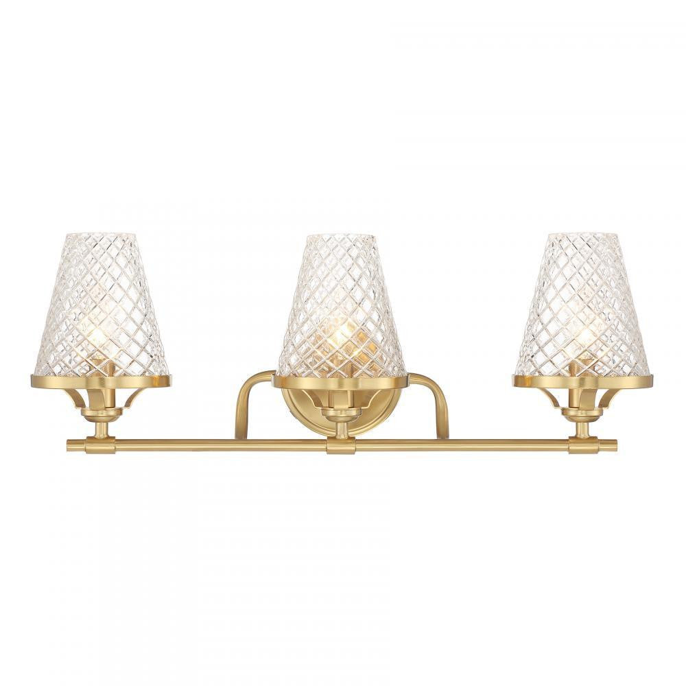 Savoy House Candler 3-Light Bathroom Vanity Light Warm Brass