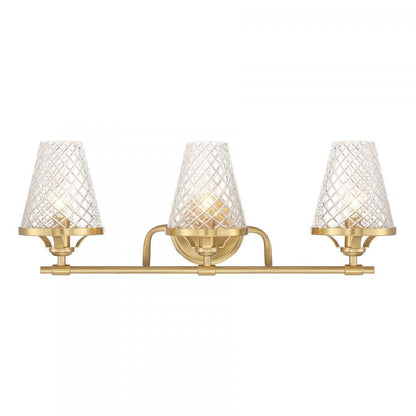 Savoy House Candler 3-Light Bathroom Vanity Light Warm Brass