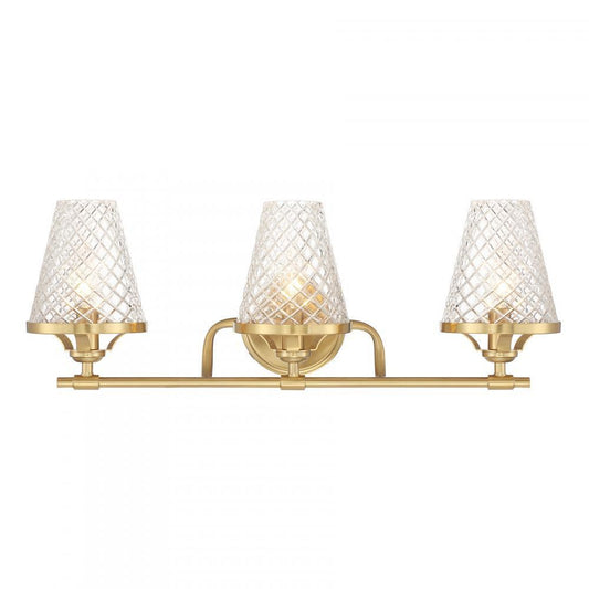 Savoy House Candler 3-Light Bathroom Vanity Light Warm Brass