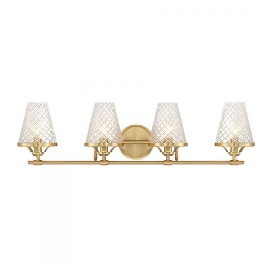 Savoy House Candler 4-Light Bathroom Vanity Light Warm Brass