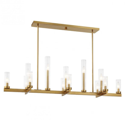 Savoy House Carina 13-Light Linear Chandelier Warm Brass