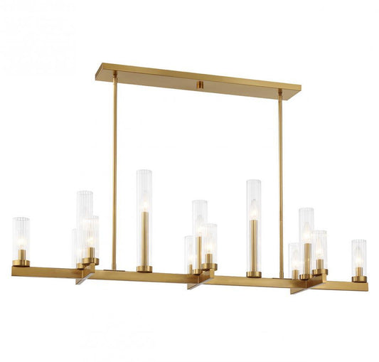 Savoy House Carina 13-Light Linear Chandelier Warm Brass