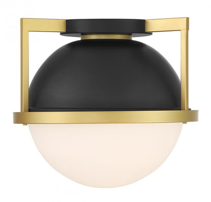 Savoy House Carlysle Flush Mount Matte Black with Warm Brass