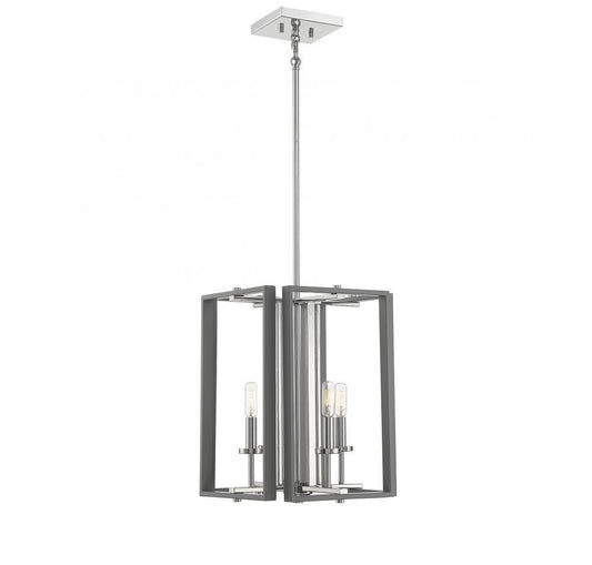 Savoy House Champlin Pendant, 4-Light, Gray with Polished Nickel Accents, 17"H (3-8881-4-175 AHVYH)