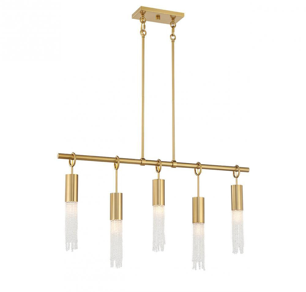 Savoy House Chelsea 5-Light Linear Chandelier Warm Brass