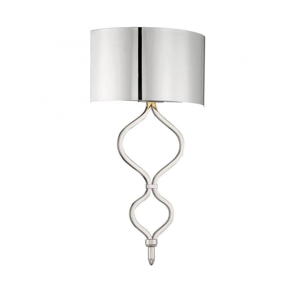 Savoy House Como Wall Sconce, 1-Light, LED, Polished Nickel, Metal Shade, 20"H (9-6520-1-109 AHUYH)