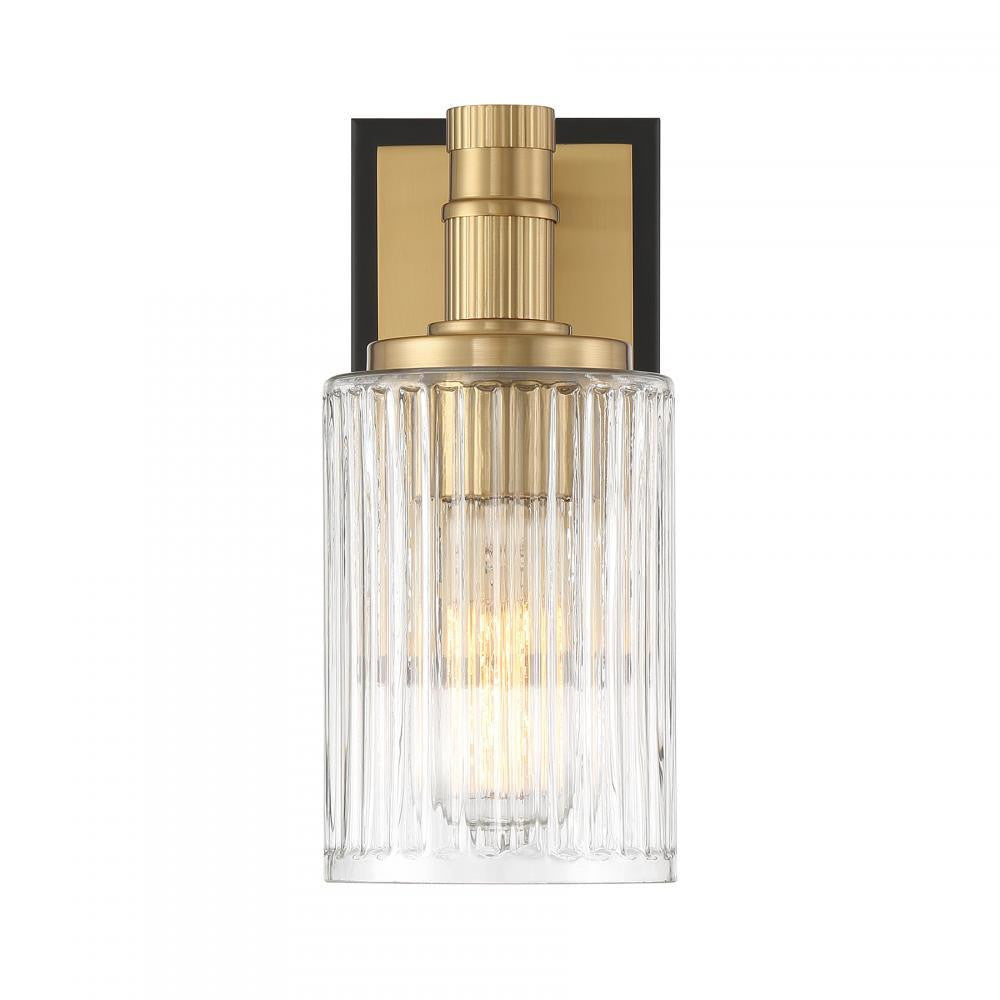 Savoy House Concord 1-Light Bathroom Vanity Light in Matte Black with Warm Brass, Savoy House 9-1102-1-143 ALYJF