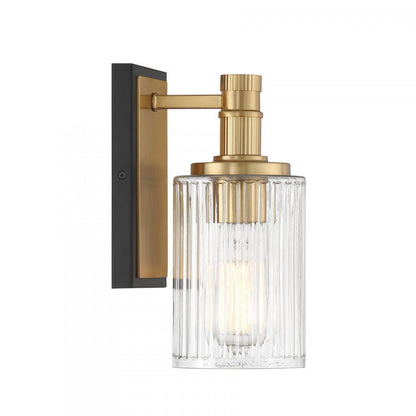 Savoy House Concord 1-Light Bathroom Vanity Light in Matte Black with Warm Brass, Savoy House 9-1102-1-143 ALYJF