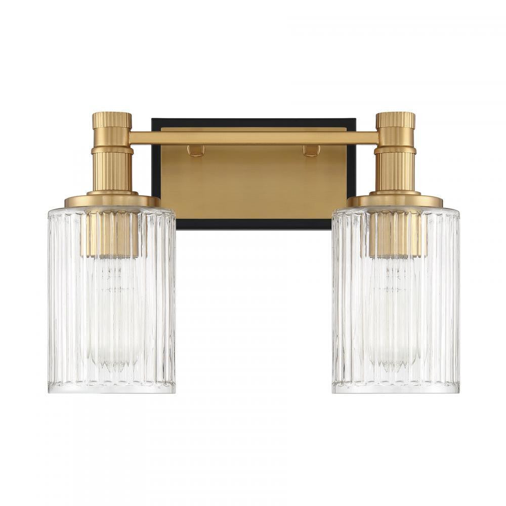 Savoy House Concord 2-Light Bathroom Vanity Light in Matte Black with Warm Brass, Savoy House 8-1102-2-143 ALXM3
