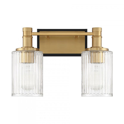 Savoy House Concord 2-Light Bathroom Vanity Light in Matte Black with Warm Brass, Savoy House 8-1102-2-143 ALXM3