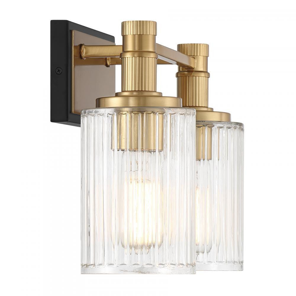 Savoy House Concord 2-Light Bathroom Vanity Light in Matte Black with Warm Brass, Savoy House 8-1102-2-143 ALXM3