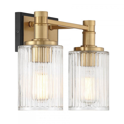 Savoy House Concord 2-Light Bathroom Vanity Light in Matte Black with Warm Brass, Savoy House 8-1102-2-143 ALXM3