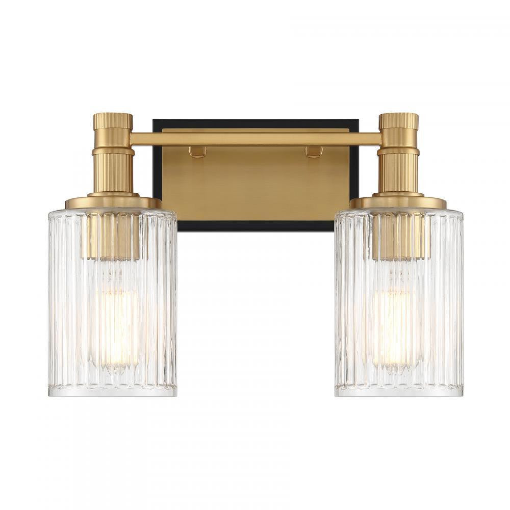 Savoy House Concord 2-Light Bathroom Vanity Light Matte Black with Warm Brass