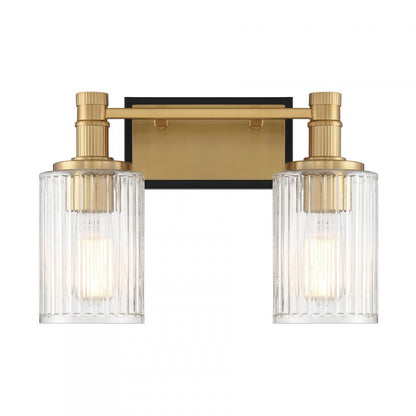 Savoy House Concord 2-Light Bathroom Vanity Light Matte Black with Warm Brass