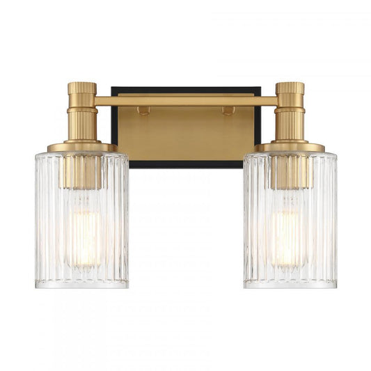 Savoy House Concord 2-Light Bathroom Vanity Light Matte Black with Warm Brass