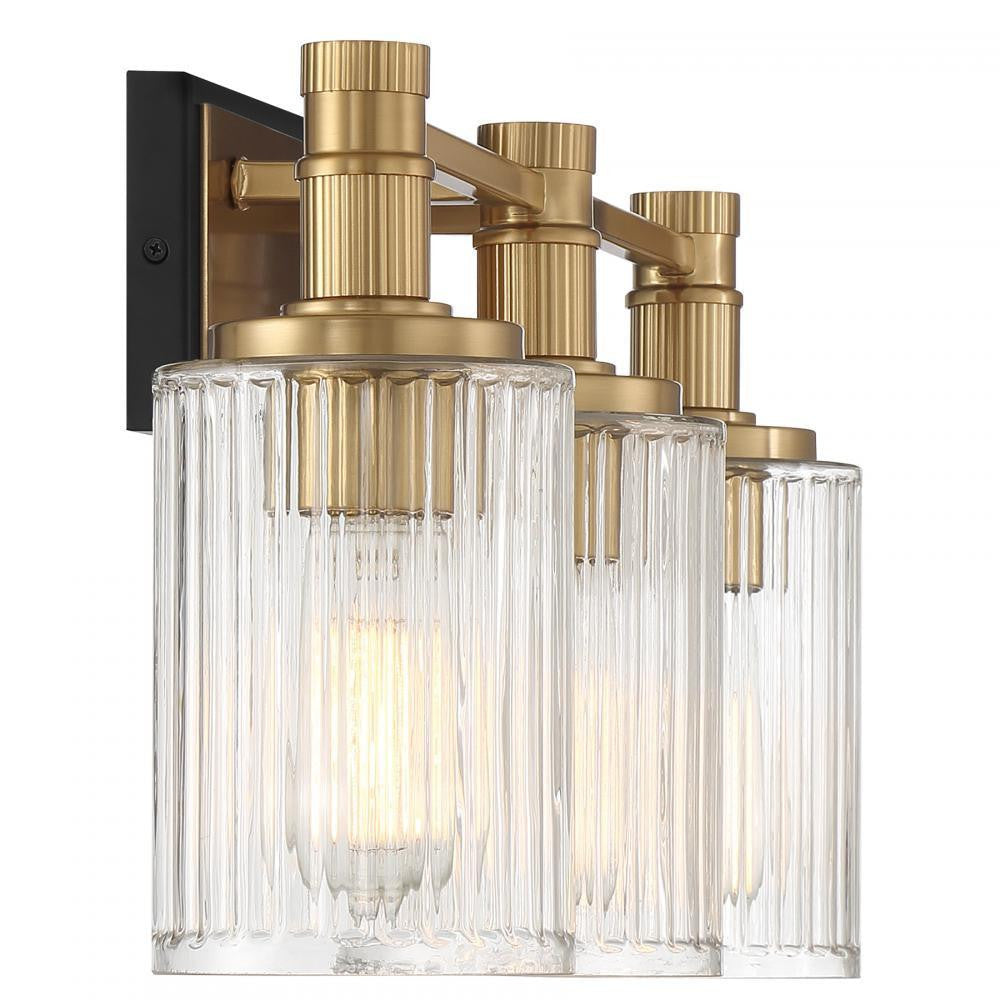 Savoy House Concord 3-Light Bathroom Vanity Light in Matte Black with Warm Brass, Savoy House 8-1102-3-143 ALXM5