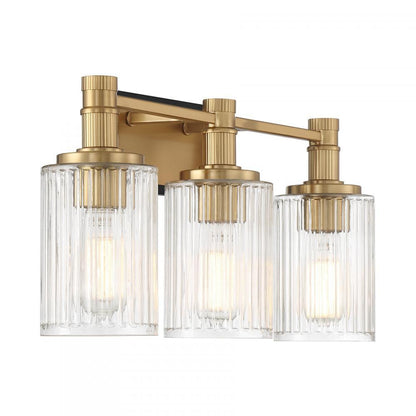 Savoy House Concord 3-Light Bathroom Vanity Light in Matte Black with Warm Brass, Savoy House 8-1102-3-143 ALXM5
