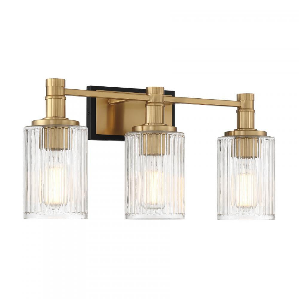 Savoy House Concord 3-Light Bathroom Vanity Light in Matte Black with Warm Brass, Savoy House 8-1102-3-143 ALXM5