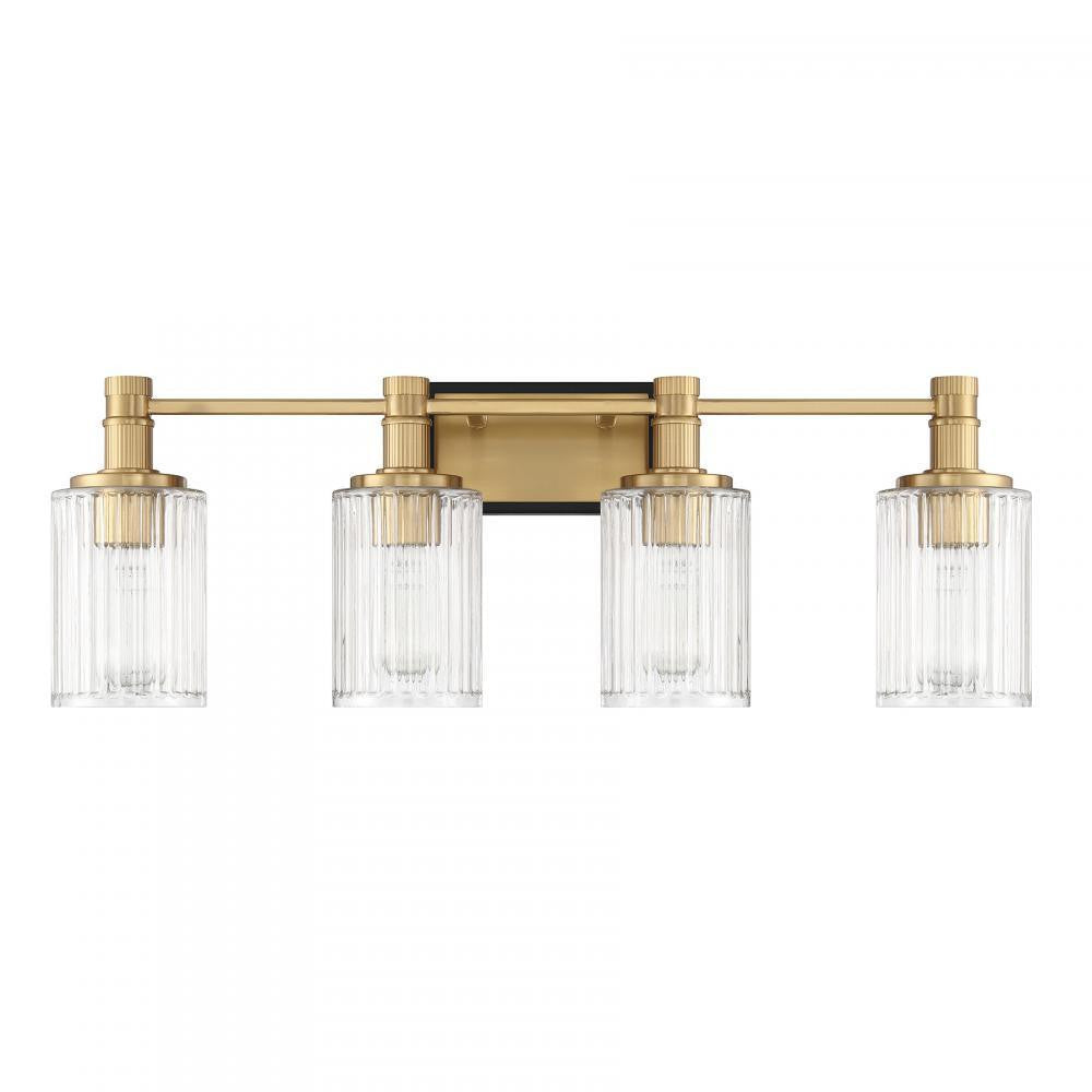 Savoy House Concord 4-Light Bathroom Vanity Light Matte Black with Warm Brass