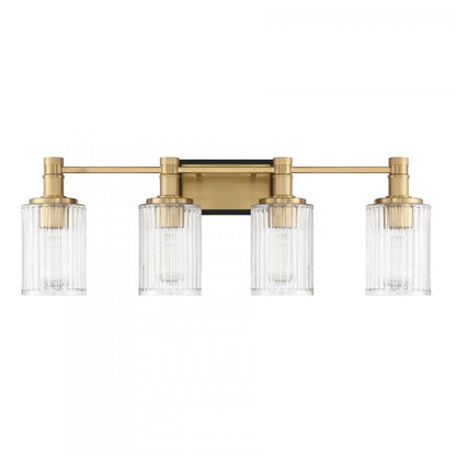 Savoy House Concord 4-Light Bathroom Vanity Light Matte Black with Warm Brass