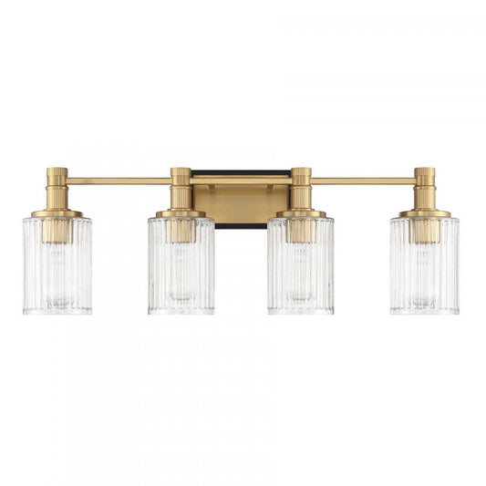 Savoy House Concord 4-Light Bathroom Vanity Light Matte Black with Warm Brass