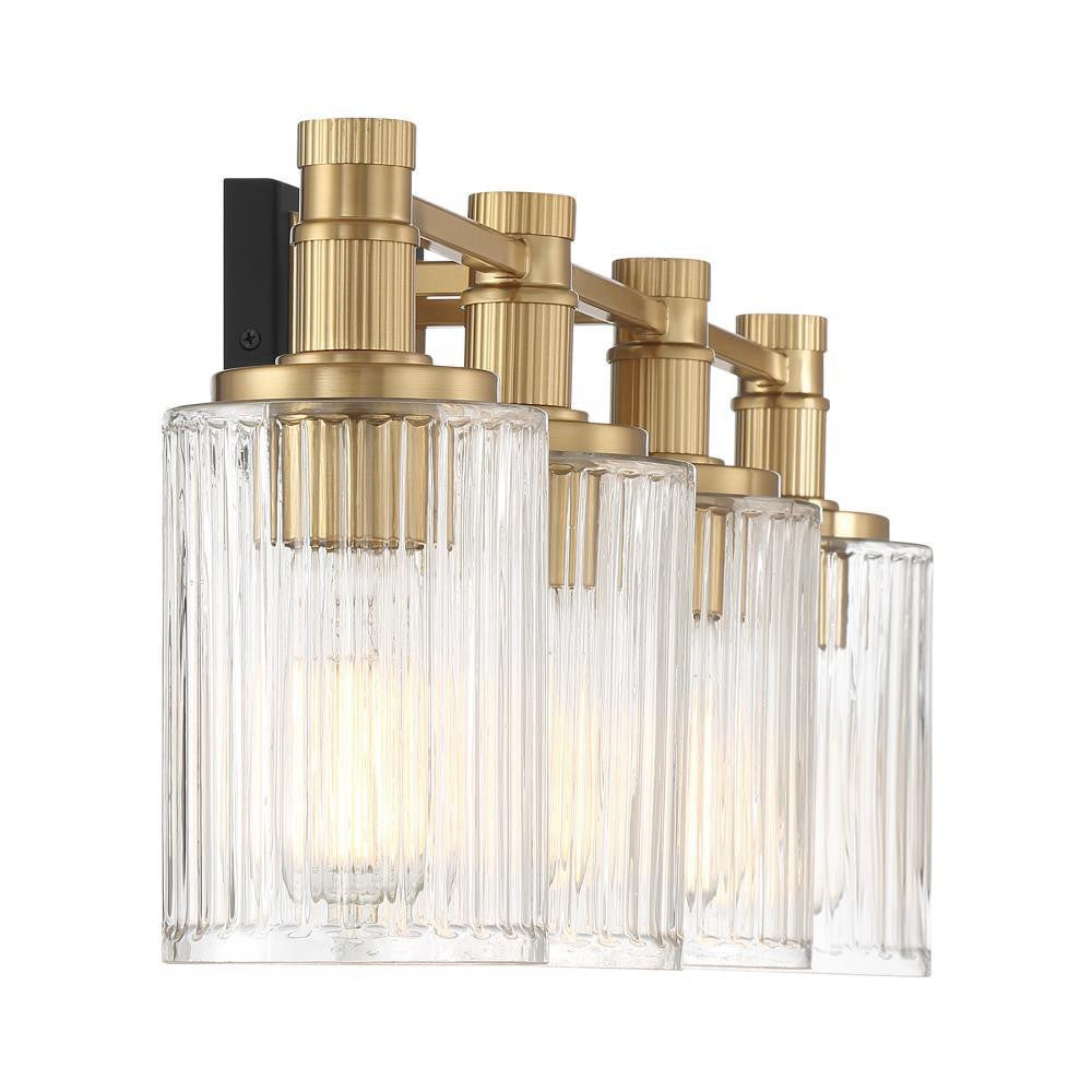 Savoy House Concord 4-Light Bathroom Vanity Light in Matte Black with Warm Brass, Savoy House 8-1102-4-143 ALXM7