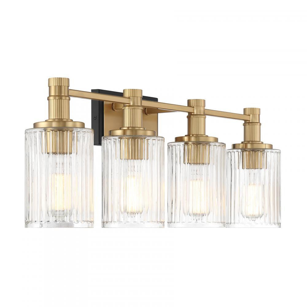 Savoy House Concord 4-Light Bathroom Vanity Light in Matte Black with Warm Brass, Savoy House 8-1102-4-143 ALXM7