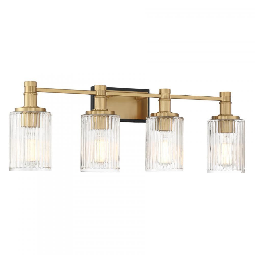 Savoy House Concord 4-Light Bathroom Vanity Light in Matte Black with Warm Brass, Savoy House 8-1102-4-143 ALXM7
