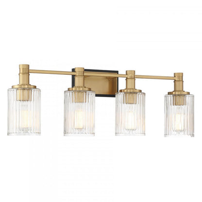 Savoy House Concord 4-Light Bathroom Vanity Light in Matte Black with Warm Brass, Savoy House 8-1102-4-143 ALXM7