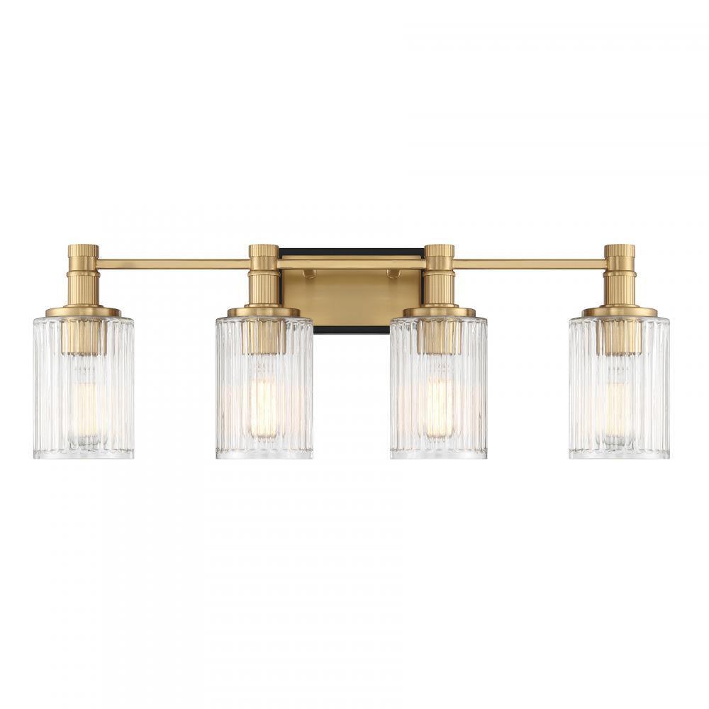 Savoy House Concord 4-Light Bathroom Vanity Light in Matte Black with Warm Brass, Savoy House 8-1102-4-143 ALXM7