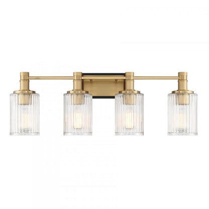 Savoy House Concord 4-Light Bathroom Vanity Light in Matte Black with Warm Brass, Savoy House 8-1102-4-143 ALXM7