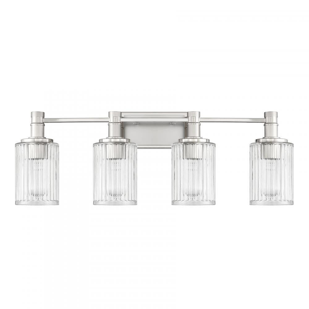 Savoy House Concord 4-Light Bathroom Vanity Light in Silver and Polished Nickel, Savoy House 8-1102-4-146 ALXM8